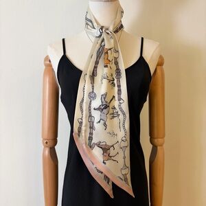 New Equestrian Horse Print Skinny Neck Scarf 50”x5”